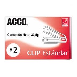 CLIP ESTANDAR NO. 2 ACCO CON 100 CLIPS CAPACIDAD HASTA20 HOJAS MEDIDA: 27.5 MM 