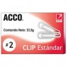 CLIP ESTANDAR NO. 2 ACCO CON 100 CLIPS CAPACIDAD HASTA20 HOJAS MEDIDA: 27.5 MM 