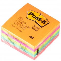 NOTAS POST-IT CAPETOWN 3X3 PULG 7.6CM X 7.6CM MOD. 2072, 5 BLOCKS CON 75 HJS C/U 