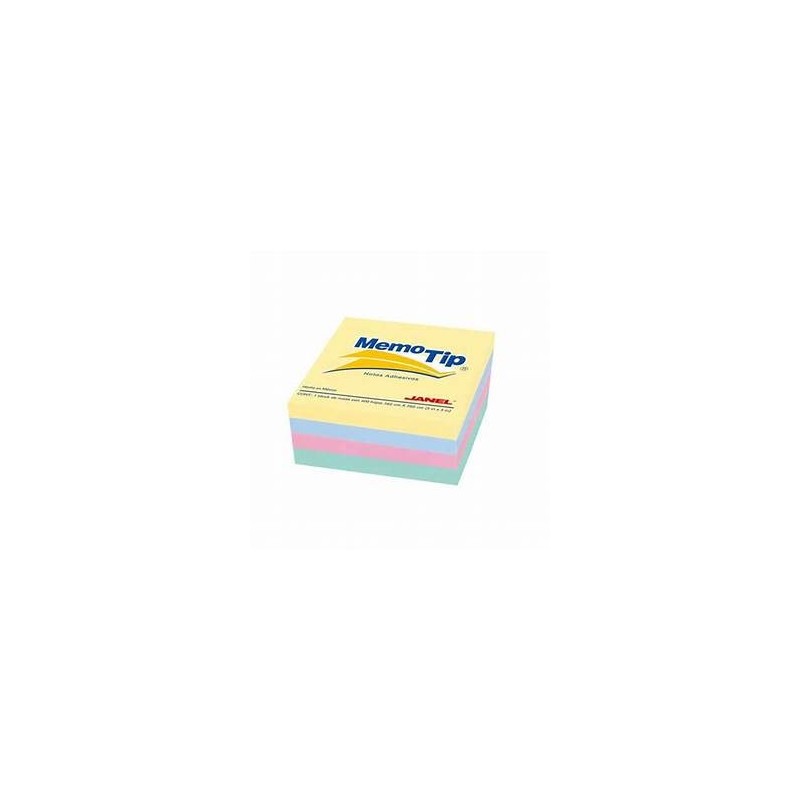 MINICUBO ADHESIVO REMOVIBLE COLORE PASTEL MEDIDAS: 5.04 X 5.04 CM CONTIENE 400 HOJAS JANEL