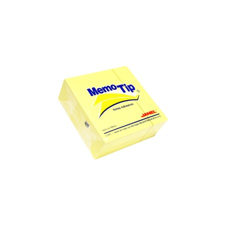 CUBO ADHESIVO REMOVIBLE COLOR AMARILLO 3X3 PULG CONTIENE 400 HJS MEMOTIP 