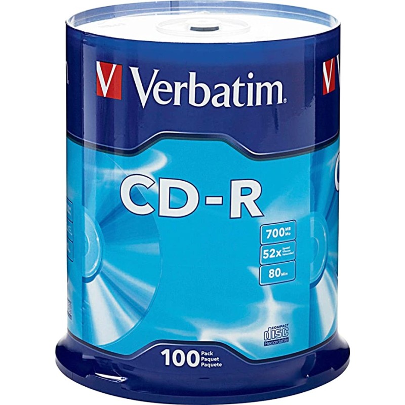 CD-R Verbatim 94554 / 700 mb / 52x / 80 min. / Empaque 100 piezas