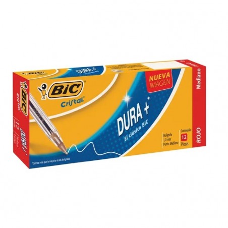 BOLIGRAFO PUNTO MEDIANO ROJO CON 12 PIEZAS MARCA BIC 