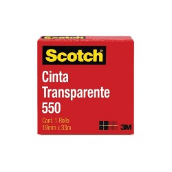 CINTA TRANSPARENTE 550 19X33 SCOTCH CENTRO DE 2.5 CM 1 PIEZA 
