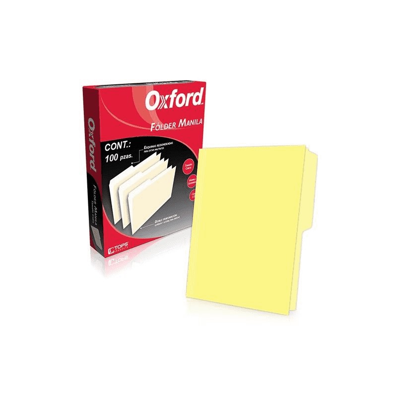 FOLDER MANILA AMARILLO CAJA CON 100 PZAS ESSELTE OXFORD TAMA?O CARTA 
