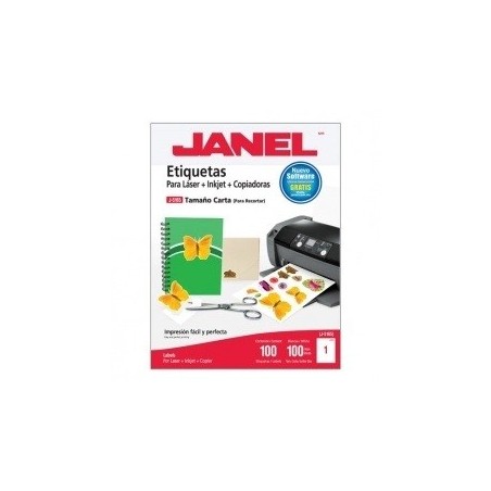 ETIQUETAS BLANCAS CARTA J5165 JANEL EMPAQUE CON 100 ETIQUETAS 100HJ C/ 1 C/U PARA IMPRESORA LASER O INYECCION