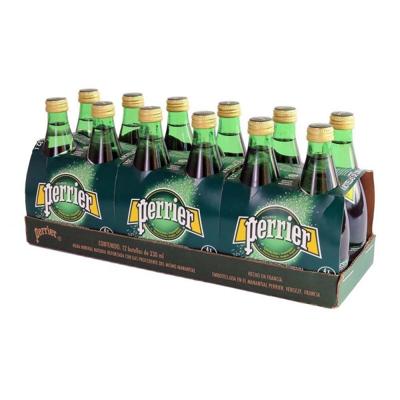 AGUA MINERAL PERRIER 3 PIEZAS CON 4 BOTELLAS DE VIDRIO DE 330ML 